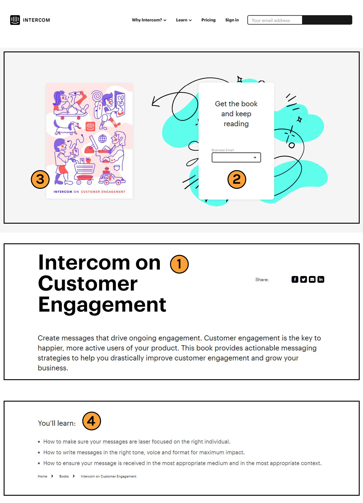 Intercom landing page