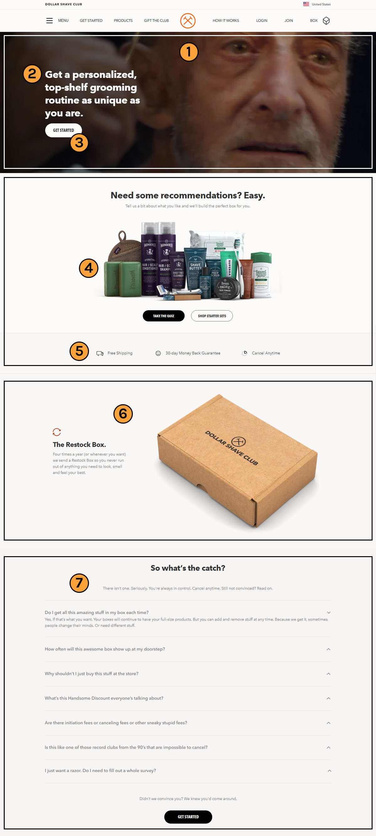 Dollar shave club landing page