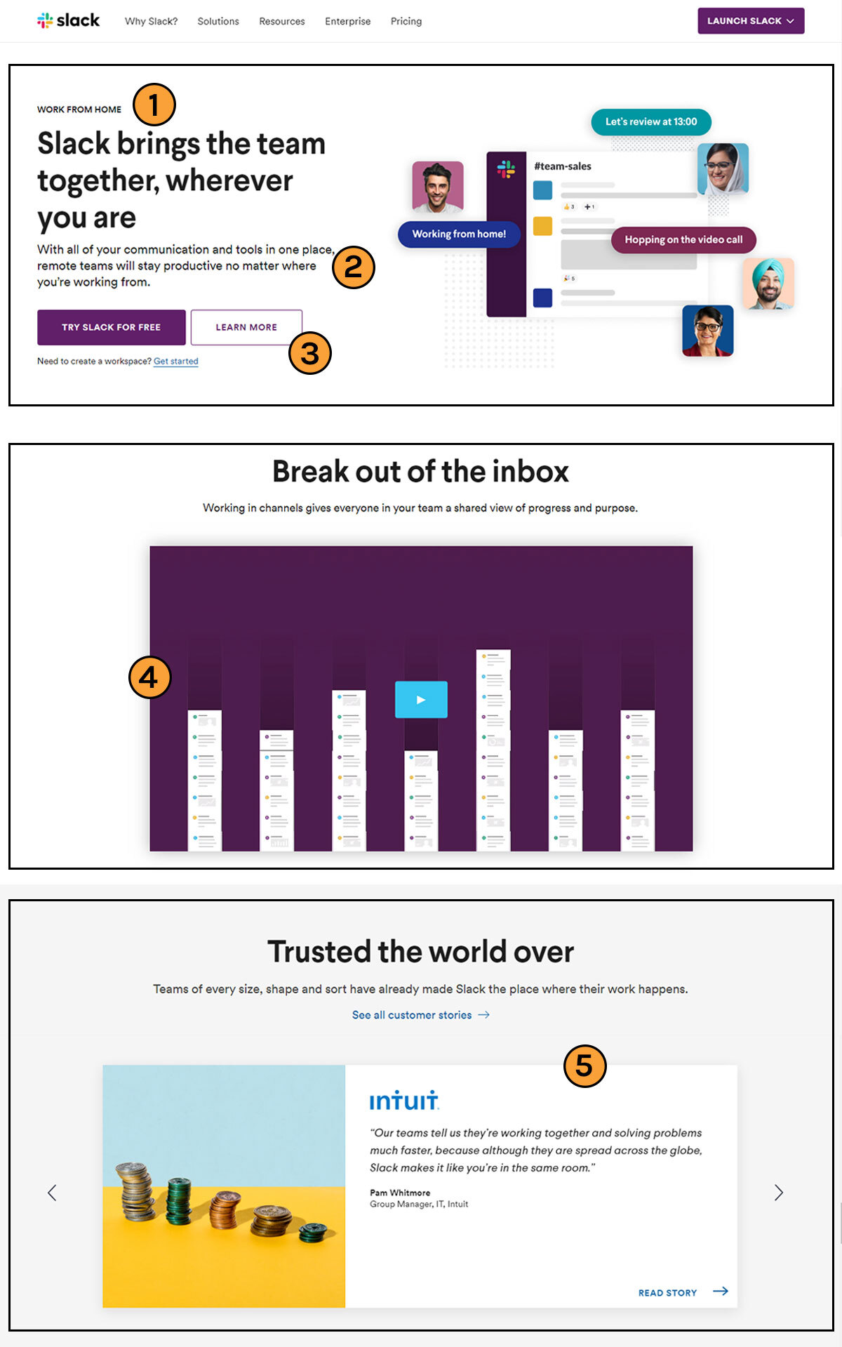 Slack landing page