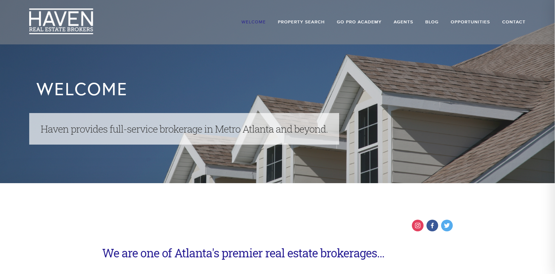 Haven brokers home page - brochure type of website