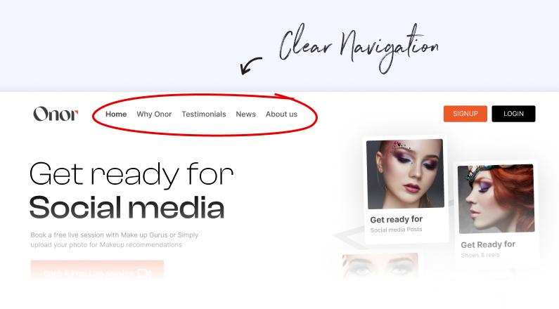 Clear navigation-5 Tried and True Web Design Best Practices